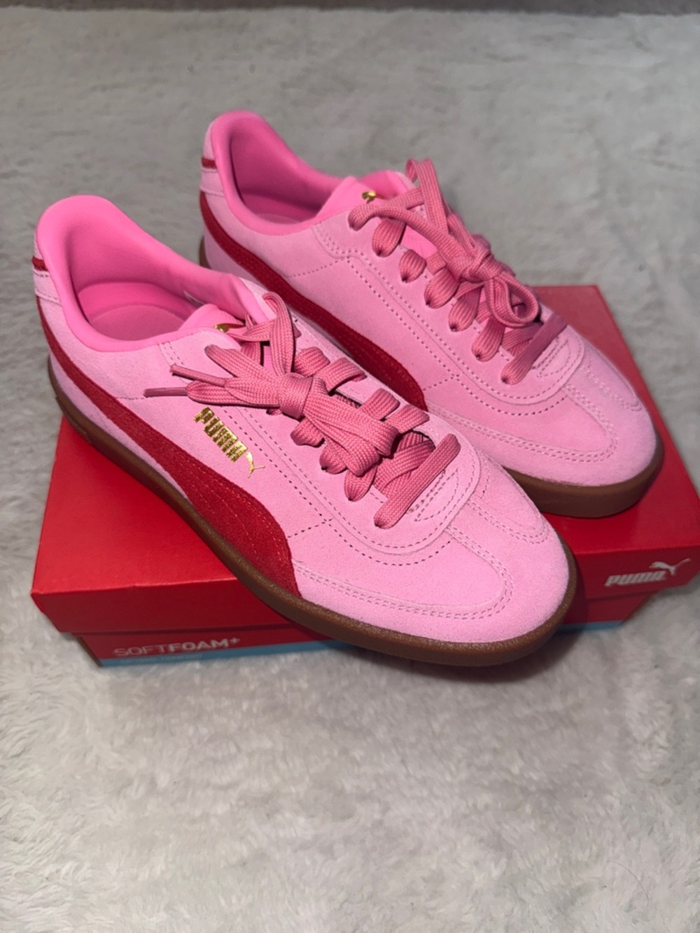 Puma Women’s Pink & Red Suede Low-Top Sneakers NWT